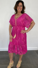 Kanten jurk Lara fuchsia