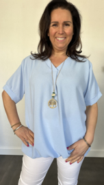 Top Maya korte mouw +SIZE ijsblauw