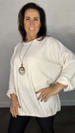 Tuniek baby rib met koord en ketting +SIZE ecru