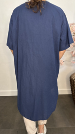 Broderie tuniek met knoop Marine