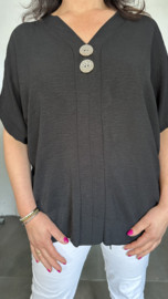 Shirt Kiki met knopen Zwart