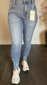 RED Berry SKINNY jeans met parels en bloemen