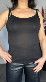 Top met spaghettibandjes stretch zwart