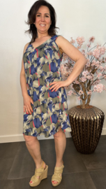 Jurkje met V-hals Graphic grijs/blauw