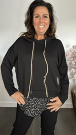 Sweater met capuchon /Panter Zwart