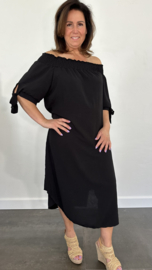 Jurk boho met strikjes zwart SALE