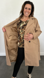 Mantel met ceintuur camel