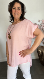 Shirt Nora kant +ketting Roze