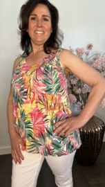 Ballon top met V-hals Palm leaf fuchsia