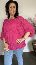 Kanten top Sharon met elastiek fuchsia