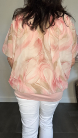 Blouse met boord Marble roze