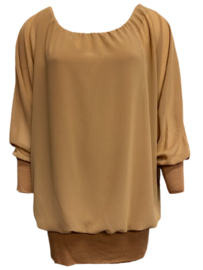Blouse met boord lange mouw camel