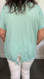 T_shirt met geborduurde bloemen Mint