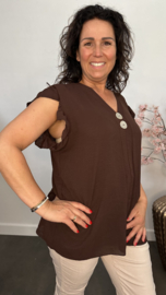 Shirt Britt met knopen en ruche Choco