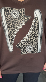 Sweater glitter gymp donker bruin