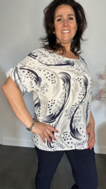 Linnenlook shirt Ocean wit/marine