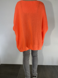 Oversized trui Nance met kabel orange neon