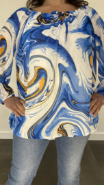 Ballon blouse lava kobalt blauw +SIZE