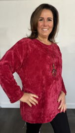 Tuniek baby rib met koord en ketting +SIZE wijnrood