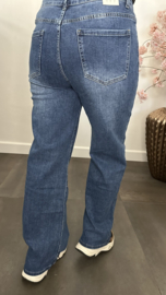 Red Berry Wide leg stretch jeans Glitter bloemen
