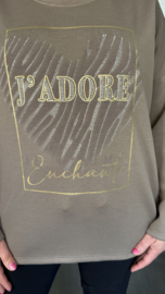 Sweater glitter j'adore taupe