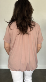 Ballon shirt travel met elastiek poeder roze