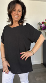 Shirt Lieke met kant +SIZE zwart