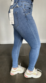G-smack Jeans HIGH WAIST slim fit met glitter knopen