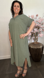 Linnenlook jurk met gehaakt kant Army