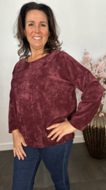 Baby rib sweater 2D reliëf print Bordeaux