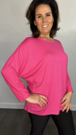 Shirt Debby met vleermuismouw Fuchsia