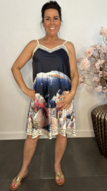 Jurk satijnlook Santorini Marine