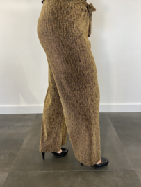 Glitter broek met strik en wijde pijp goud