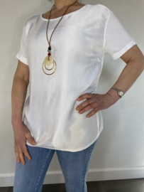 T-shirt satijn met ketting korte mouw wit