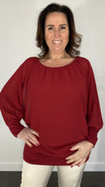 Blouse met boord lange mouw +Size Extra bordeaux