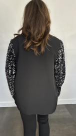 Blazer met pailletten ballonmouwen + SIZE zwart/zilver