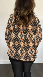 Blouse met boord aztec zwart
