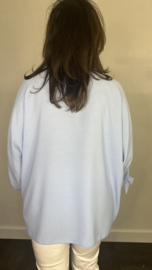 Top met strikjes & ketting +Size ijsblauw
