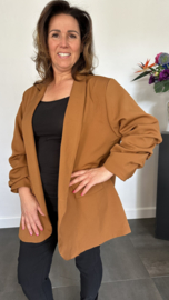 Blazer Marjan met gesmokte mouw cognac