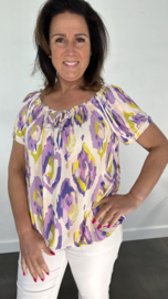 Shirt met elastiek paint lila