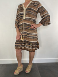 Lurex jurkje gestreept bruin