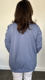 Sweater met gesmokte mouwen jeans blauw