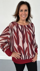 Blouse met boord bamboo bordeaux
