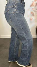 Red Berry WIDE leg stretch jeans met glitter knopen