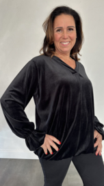 Velvet top Bianca +SIZE zwart