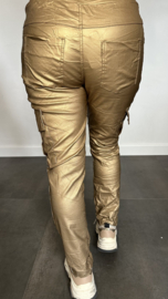 Cargo joggjeans leatherlook coating goud