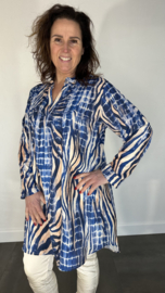 Blouse/ tuniek panter zebra kobalt