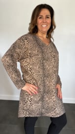 Tuniek cheeta met v-hals taupe