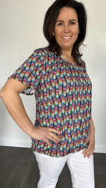 Ballon shirt met elastiek mini wave fuchsia (+size)
