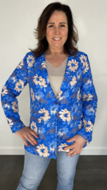 Blazer gebloemd kobalt